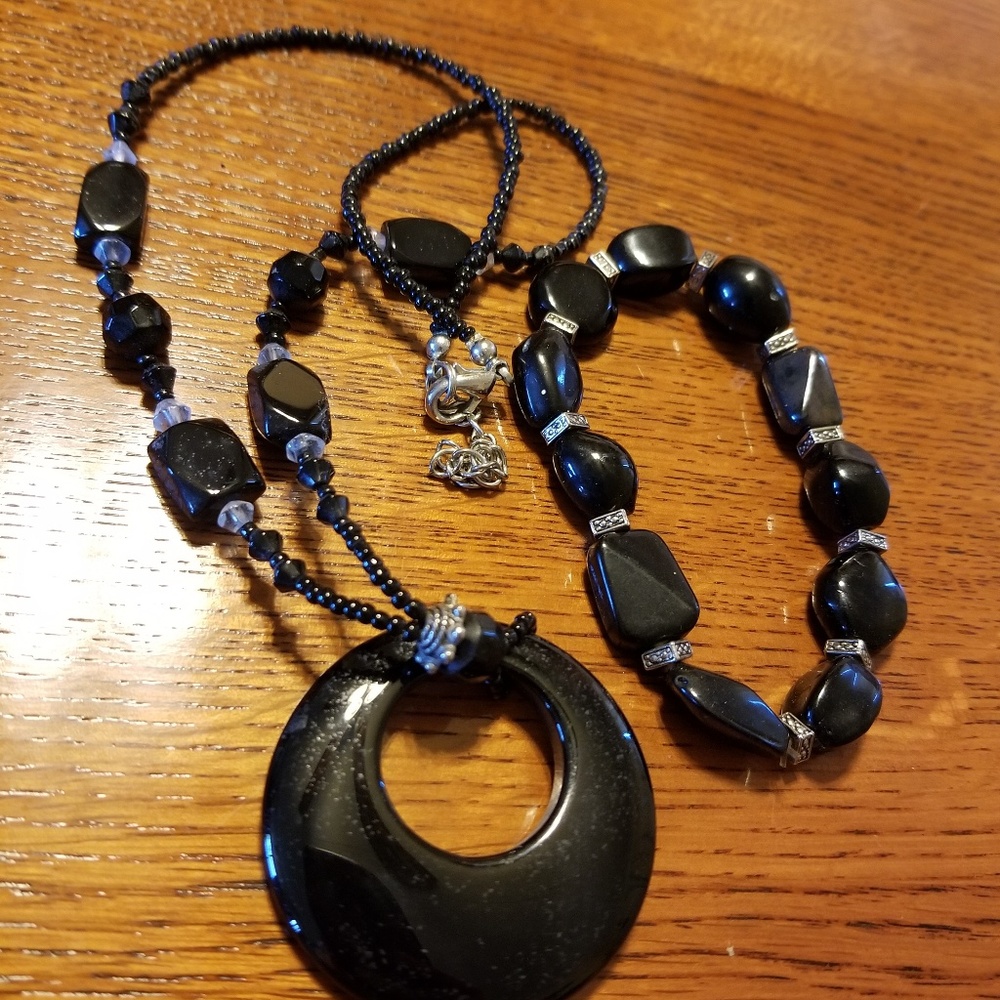 Beaded necklace and matching bracelet